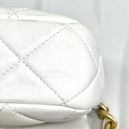 【中古A】CHANEL シャネル スモール マトラッセ チェーンショルダー ラムスキン ホワイト