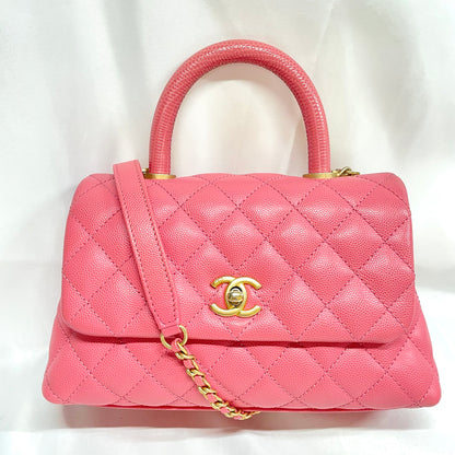 【中古美品】CHANEL シャネル マトラッセ チェーンショルダー キャビアスキン ピンク