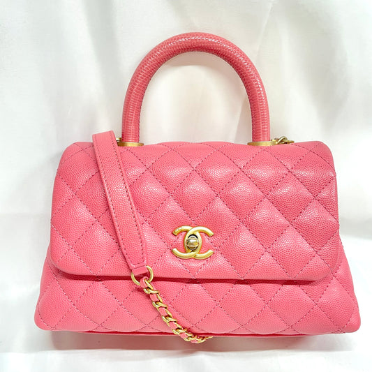 【中古美品】CHANEL シャネル マトラッセ チェーンショルダー キャビアスキン ピンク