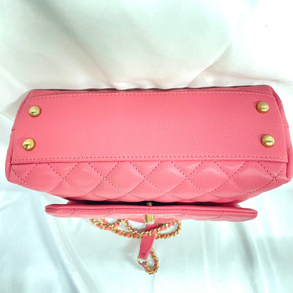 【中古美品】CHANEL シャネル マトラッセ チェーンショルダー キャビアスキン ピンク