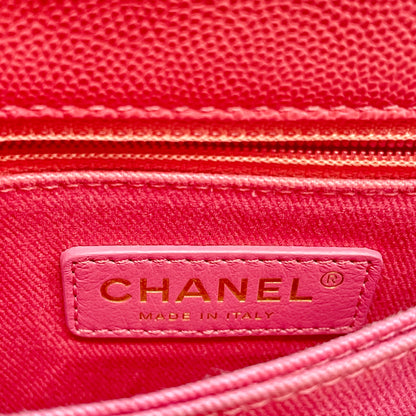 【中古美品】CHANEL シャネル マトラッセ チェーンショルダー キャビアスキン ピンク
