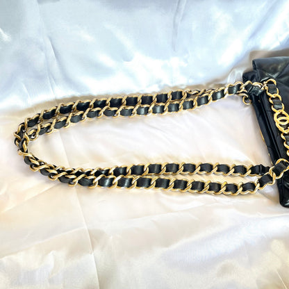 【中古美品】CHANEL シャネル キルティング ショッピング チェーン バッグ ラムスキン ブラック