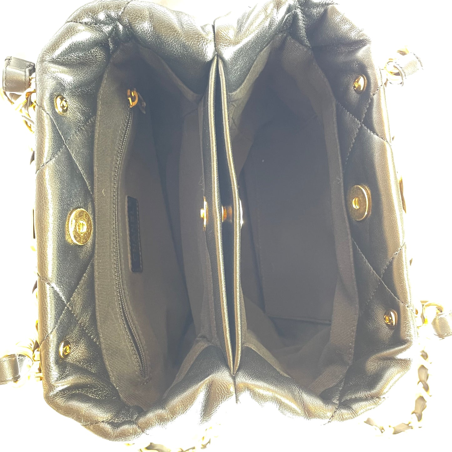 【中古美品】CHANEL シャネル キルティング ショッピング チェーン バッグ ラムスキン ブラック