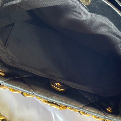 【中古美品】CHANEL シャネル キルティング ショッピング チェーン バッグ ラムスキン ブラック