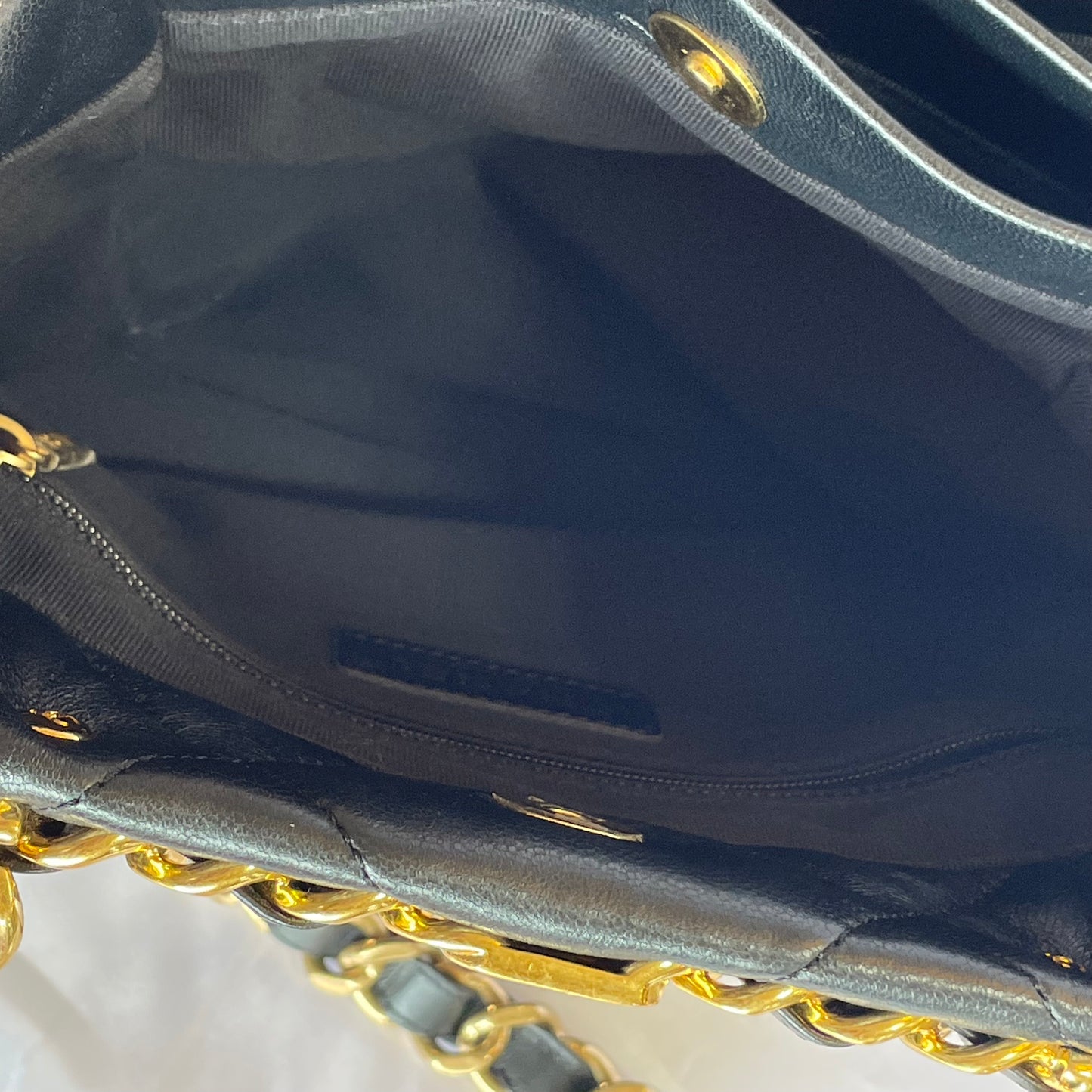 【中古美品】CHANEL シャネル キルティング ショッピング チェーン バッグ ラムスキン ブラック