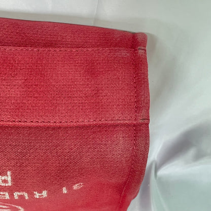 【中古B】CHANEL シャネル ドーヴィル レッドカラー キャンバス トートバッグ