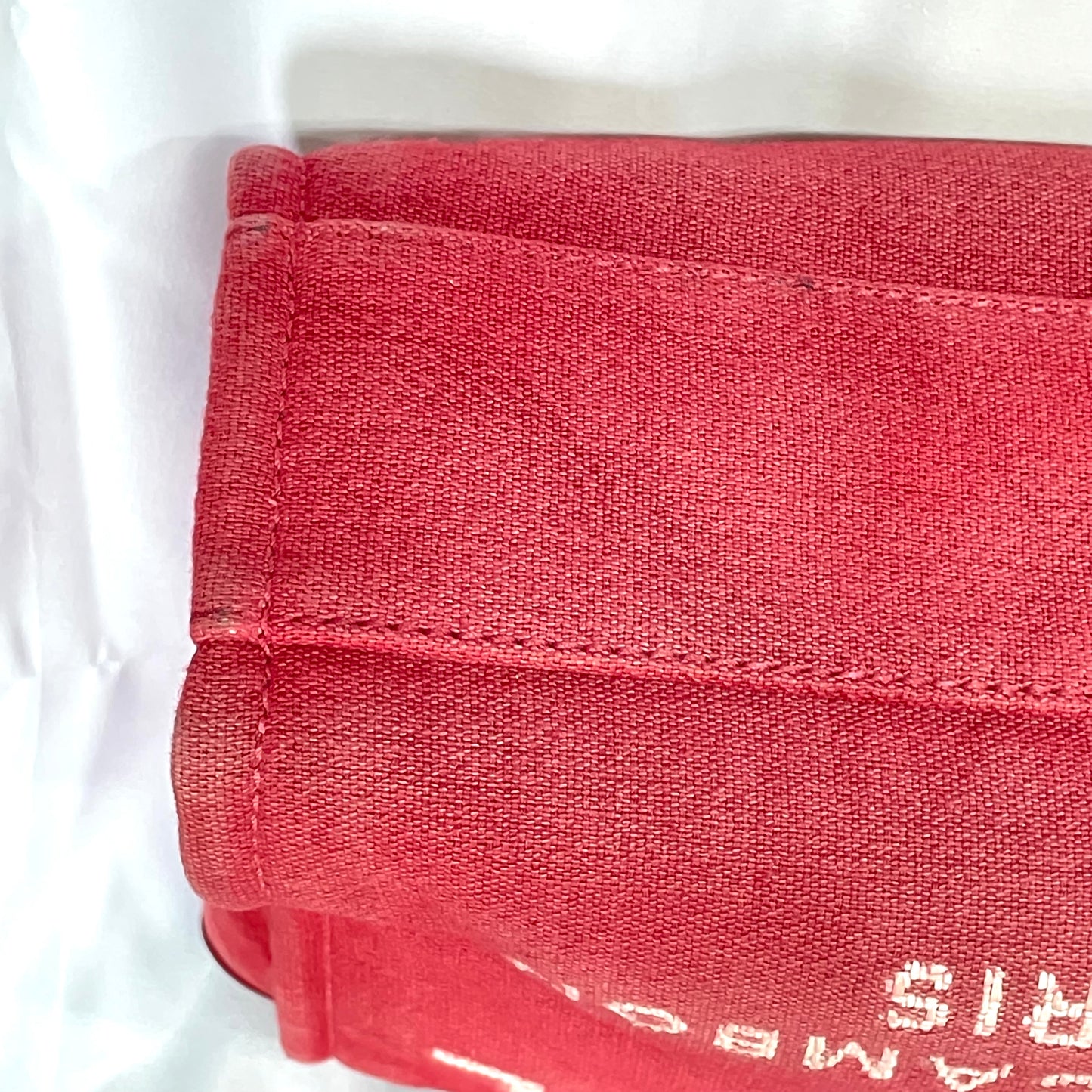 【中古B】CHANEL シャネル ドーヴィル レッドカラー キャンバス トートバッグ
