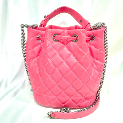 【中古A】CHANEL シャネル 巾着 チェーンショルダー バケット ラムスキン ピンク