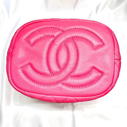 【中古A】CHANEL シャネル 巾着 チェーンショルダー バケット ラムスキン ピンク