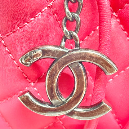 【中古A】CHANEL シャネル 巾着 チェーンショルダー バケット ラムスキン ピンク