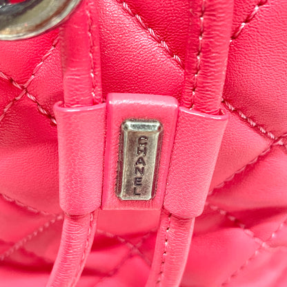 【中古A】CHANEL シャネル 巾着 チェーンショルダー バケット ラムスキン ピンク