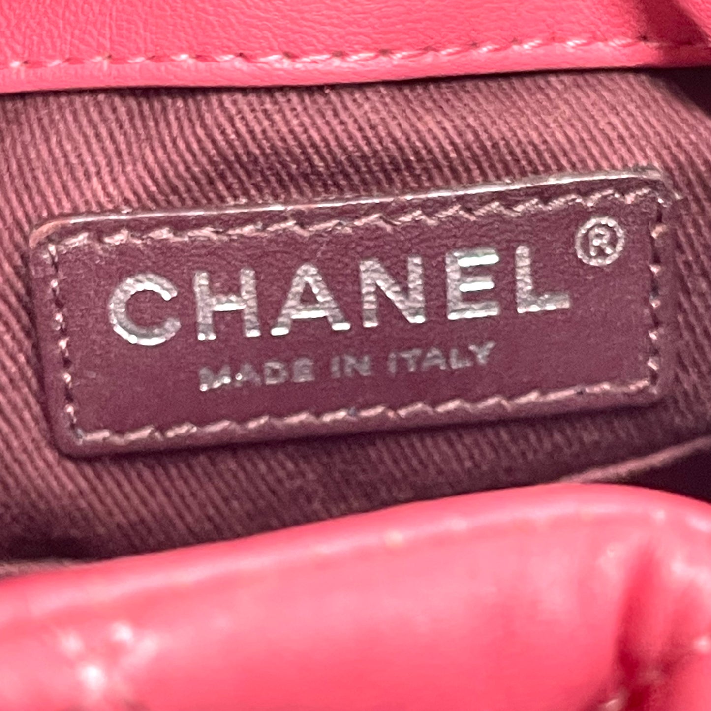 【中古A】CHANEL シャネル 巾着 チェーンショルダー バケット ラムスキン ピンク