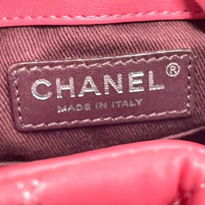 【中古A】CHANEL シャネル 巾着 チェーンショルダー バケット ラムスキン ピンク