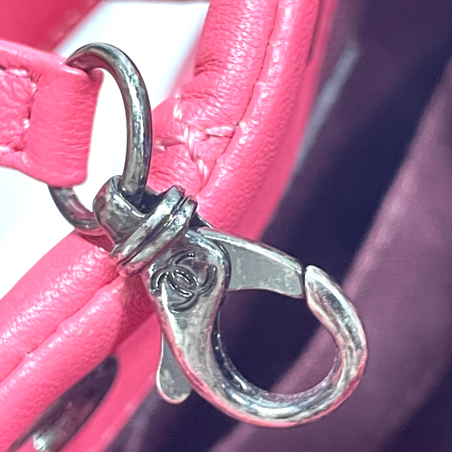【中古A】CHANEL シャネル 巾着 チェーンショルダー バケット ラムスキン ピンク