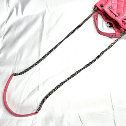 【中古A】CHANEL シャネル 巾着 チェーンショルダー バケット ラムスキン ピンク