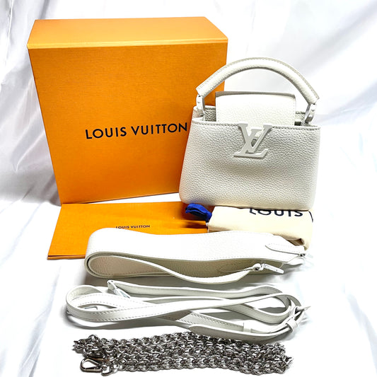 【中古美品】LOUIS VUITTON ルイヴィトン カプシーヌ ミニ ハンドバッグ トリヨンレザー ホワイト